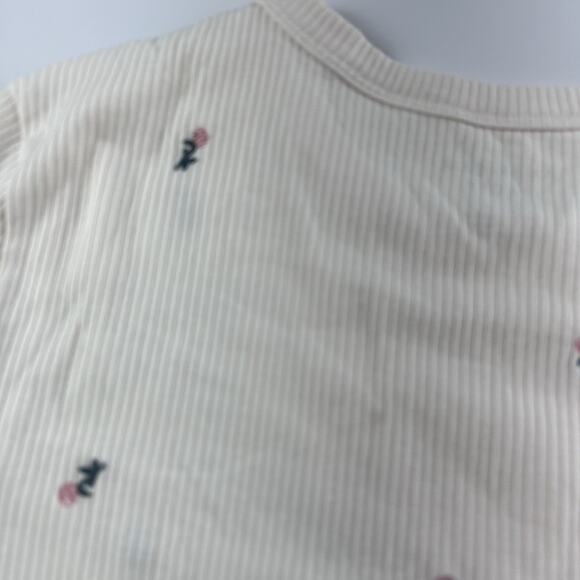 American Eagle Womens Ivory Pink Floral Embroidered Large Shirt Short Sleeve - Picture 10 of 12